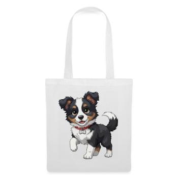 Border Collie chiot doux - Sac en tissu - blanc - Devant