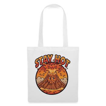 Restez chaud volcan dessin animé - Sac en tissu - blanc - Devant