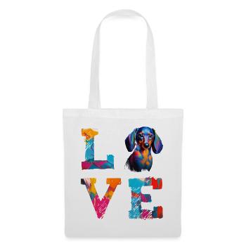 Watercolor Dachshund Love Dog Art – Weiner Dog Dad - Tote Bag - white - Front