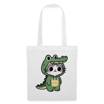 Chat crocodile Kawaii - Sac en tissu - blanc - Devant