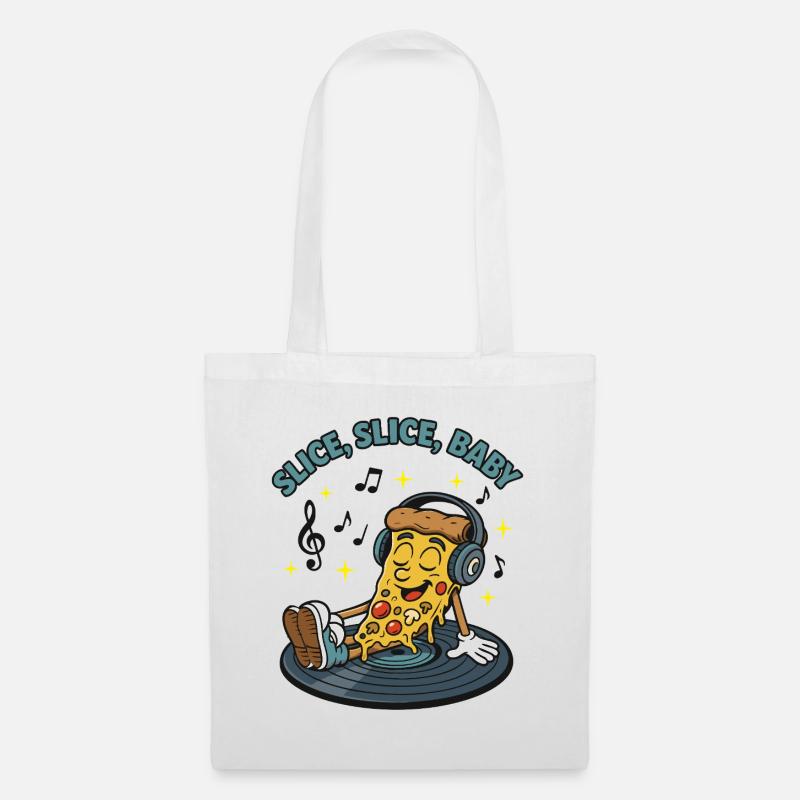Slice Slice Baby – Lustiges Pizza Retro Comic Moti - Stoffbeutel - Weiß