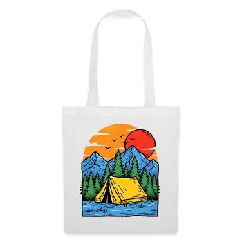 Camping au lac de montagne Abendrot - Sac en tissu - blanc - Devant