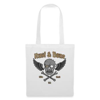 Conception de l’aile de crâne de moto en os de rouille - Sac en tissu - blanc - Devant