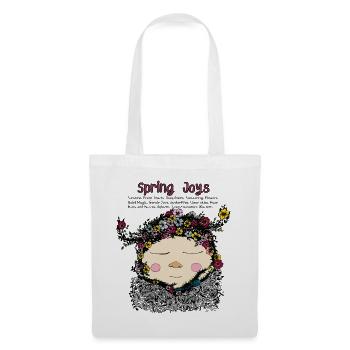 Spring Joy Gnome – Gemütliche Naturillustration - Stoffbeutel - Weiß - Vorne