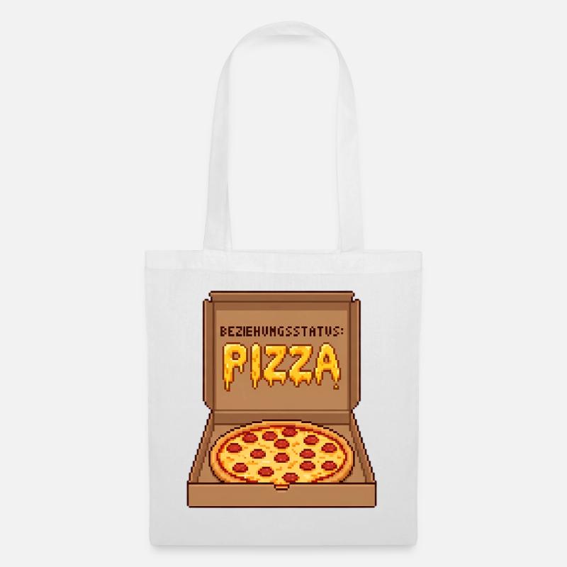 Beziehungsstatus Pizza Single Valentinstag - Stoffbeutel - Weiß