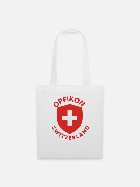 Opfikon Schweiz Schild-Logo - Stoffbeutel - Weiß