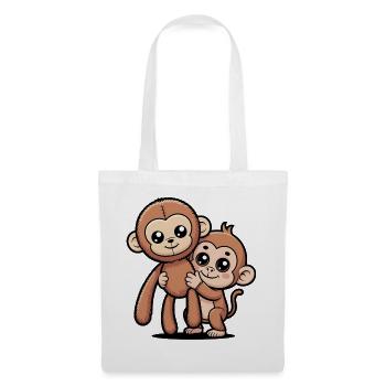 Punch Cute Cartoon Monkey with Stuffed Animal Viral Shirt - Tote Bag - white - Front