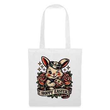 Lapin de Pâques houbis avec œuf de Pâques millésime - Sac en tissu - blanc - Devant