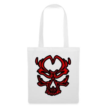 Crâne Rouge Stylisé sur Noir - Sac en tissu - blanc - Devant