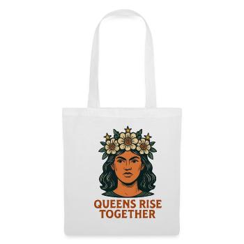 Queens Rise Together Floral Wreath Portrait - Tote Bag - white - Front