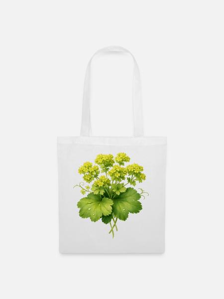 Frauenmantel Pflanze mit Blüten  - Stoffbeutel - Weiß