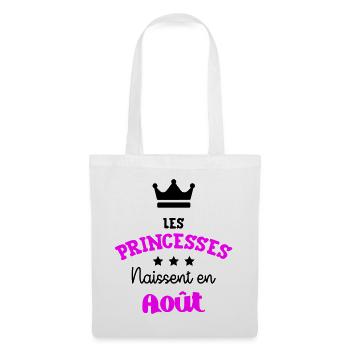 Princesse née en Août Joli Cadeau Anniversaire - Sac en tissu - blanc - Devant