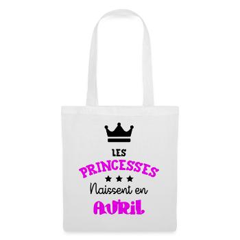Prinzessin geboren im April Tolles Geburtstagsgeschenk - Stoffbeutel - Weiß - Vorne