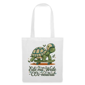 Schildkröte Skateboard Nachhaltig Spruch Design - Stoffbeutel - Weiß - Vorne