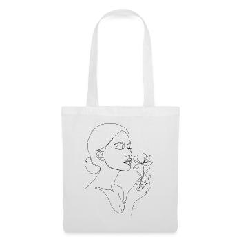 Unisex Line Art T-Shirt I Face Sketch Woman - Tote Bag - white - Front