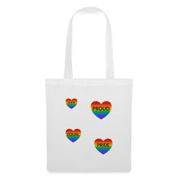 LGBT-Slogans stolz Regenbogenherzen - Stoffbeutel - Weiß - Vorne