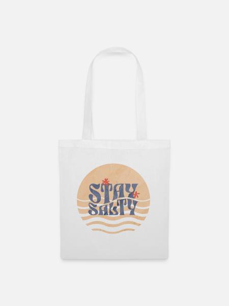 Stay Salty Waves Kunst - Stoffbeutel - Weiß