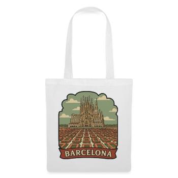 Badge de voyage rétro de la Sagrada Familia de Barcelone - Sac en tissu - blanc - Devant