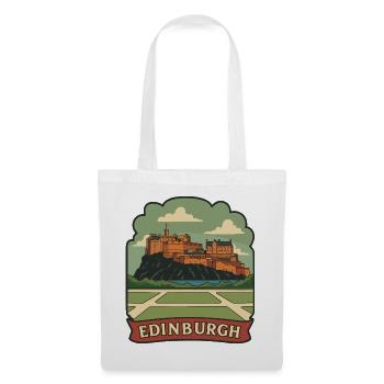 Edinburgh Castle Retro Reiseabzeichen Aufkleber - Stoffbeutel - Weiß - Vorne