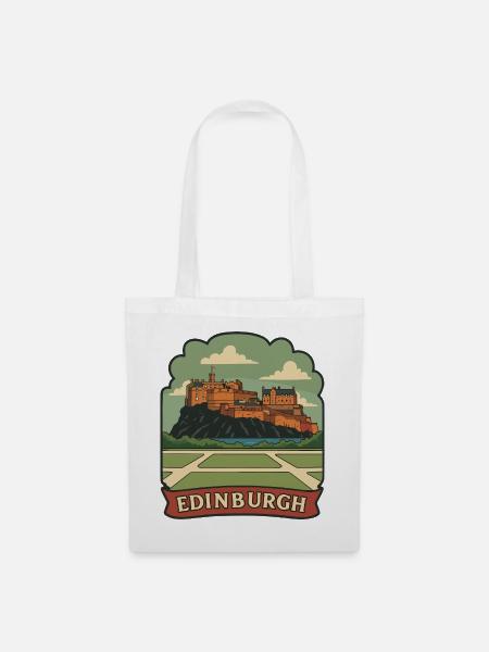 Edinburgh Castle Retro Reiseabzeichen Aufkleber - Stoffbeutel - Weiß
