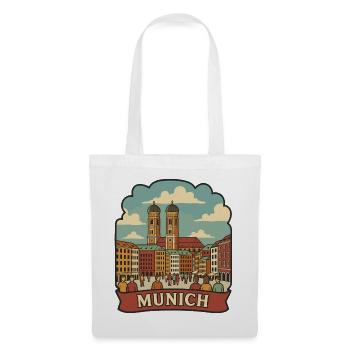 Autocollant rétro de voyage Frauenkirche de Munich - Sac en tissu - blanc - Devant