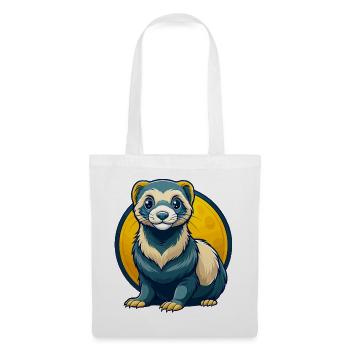 Ferret Kawaii Maskottchen Cartoon Clipart Logo Abzeichen - Stoffbeutel - Weiß - Vorne