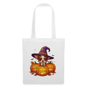 Halloween Chihuahua Pumpkin Witch - Stoffbeutel - Weiß - Vorne