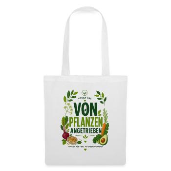 Von Pflanzen angetrieben - Veganes T-Shirt  - Stoffbeutel - Weiß - Vorne