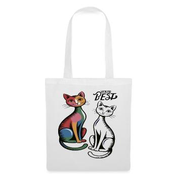 Katzenduo Pop Art  - Stoffbeutel - Weiß - Vorne