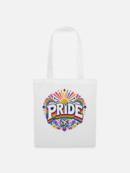 Pride Regenbogen Disko CSD Spruch Outfit - Stoffbeutel - Weiß