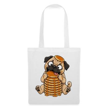 Pug with Pancakes Funny Cartoon - Tote Bag - white - Front