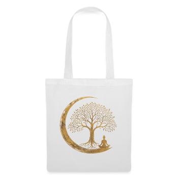 Goldener Lebensbaum Mond Meditation Spiritualität - Stoffbeutel - Weiß - Vorne