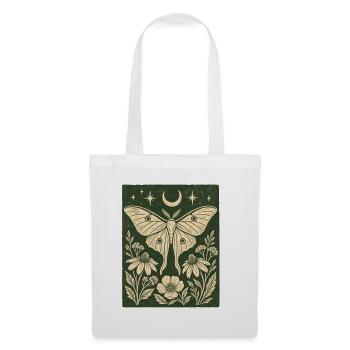Mystischer Schmetterling Mond Blumen Vintage Natur - Stoffbeutel - Weiß - Vorne