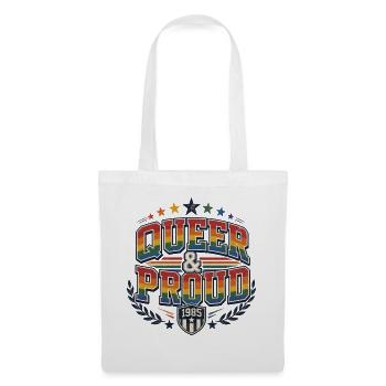 Queer & Proud Baseball T-Shirt Vintage Pride - Stoffbeutel - Weiß - Vorne