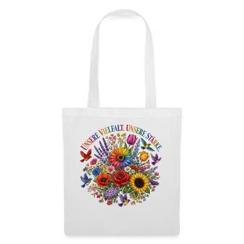 Unsere Vielfalt Unsere Stärke Blumenmotiv Pride - Stoffbeutel - Weiß - Vorne