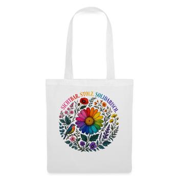 Sichtbar Stolz Solidarisch Shirt CSD LGBT Pride - Stoffbeutel - Weiß - Vorne