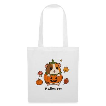 Meerschweinchen im Kürbis Kostüm Halloween - Stoffbeutel - Weiß - Vorne