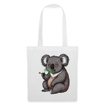 Cartoon Koala raucht Gras - Stoffbeutel - Weiß - Vorne