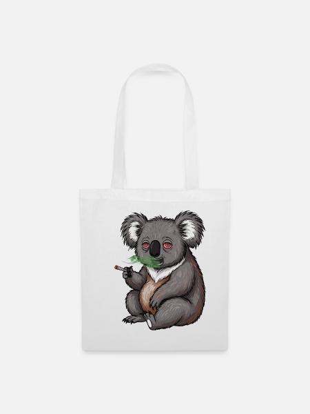 Cartoon Koala raucht Gras - Stoffbeutel - Weiß