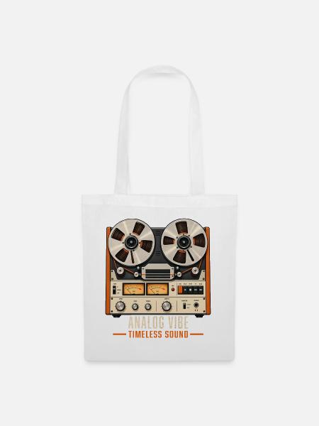 Analoge Vibe Reel To Reel Retro Musik - Stoffbeutel - Weiß
