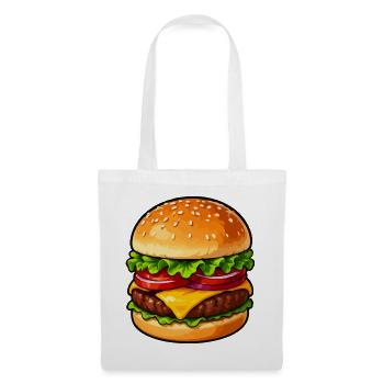 Kunterbunter Hamburger Cartoon - Stoffbeutel - Weiß - Vorne