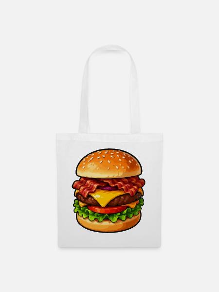 Hamburger Pop-Art Cartoon - Stoffbeutel - Weiß