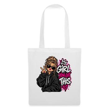 Du schaffst das Girl Power - Stoffbeutel - Weiß - Vorne