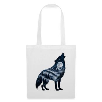 Wolf Krafttier Vollmond - Stoffbeutel - Weiß - Vorne