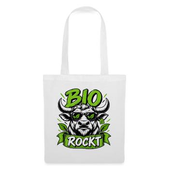 Bio Rockt – Cooles Stier Design - Stoffbeutel - Weiß - Vorne