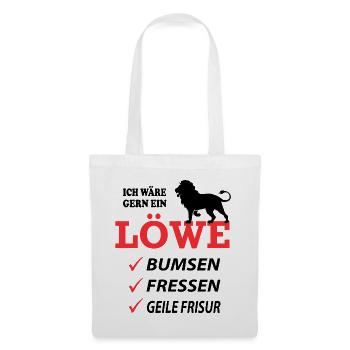 Löwe Geil Fressen Sprüche Lustig Geile Frisur - Stoffbeutel - Weiß - Vorne