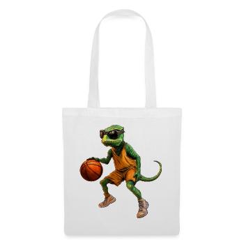 Basketball-Echse im Orange-Trikot - Stoffbeutel - Weiß - Vorne
