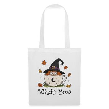 Süße Hexe in Kaffeetasse – Witch's Brew Herbst - Stoffbeutel - Weiß - Vorne