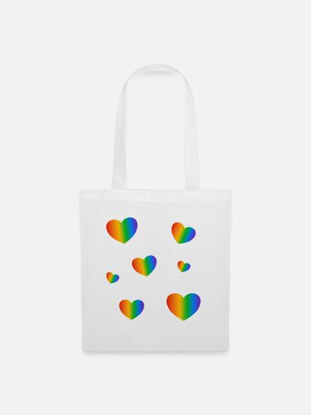 Rainbow Hearts LGBT-Stolz - Stoffbeutel - Weiß