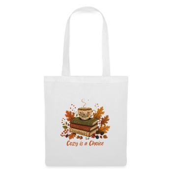 Bücherstapel  Tasse Herbst Design - Stoffbeutel - Weiß - Vorne